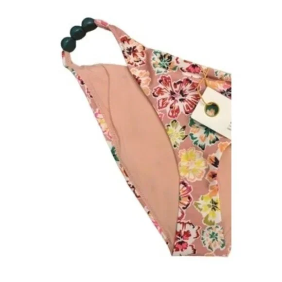 NWT Tanya Taylor Tia Bikini Bottom Floral Dahlia Beaded Hips Swim XS Pink Rose - Picture 4 of 12